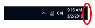 vertical bar to right of time and date 